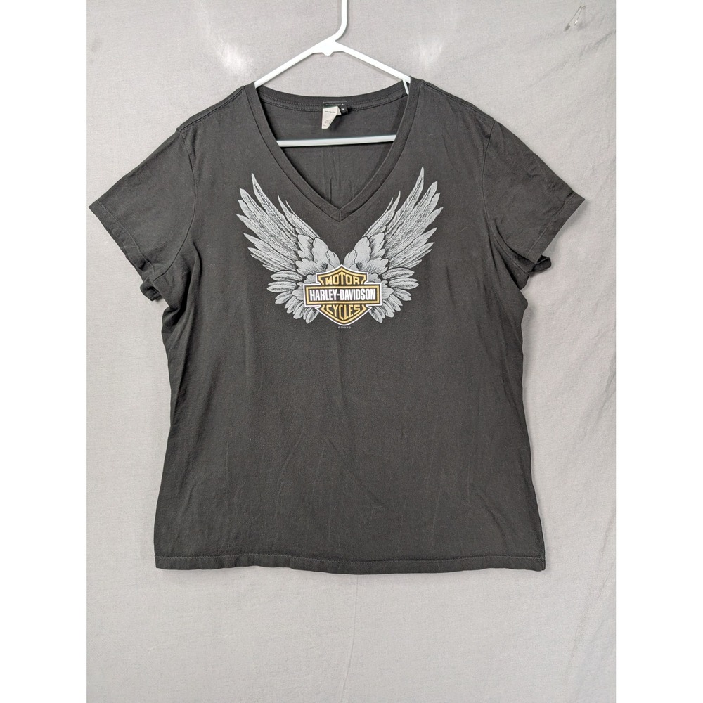 Harley-Davidson Womens V-Neck T-Shirt Las Vegas Nevada Wings Graphic Black XXL